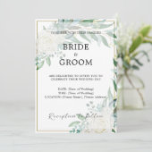 Bordure or Faire-part de mariage de verdure fleuri (Debout devant)