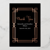 Bordure or Rose moderne sur Carte de remerciements (Recto)