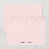 Bordure Pailletée, Carte Personnalisée Rose Blush (Devant / Derrière)