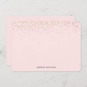 Bordure Pailletée, Carte Personnalisée Rose Pâle (Devant / Derrière)