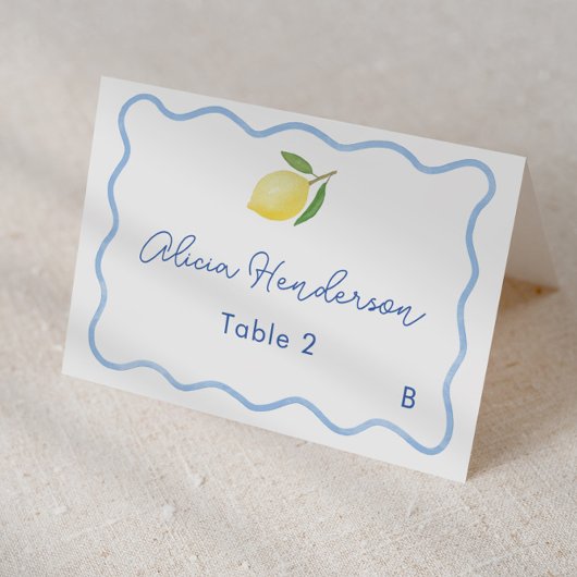Bordure Pale Bleu Citron Mariage Carte Place