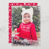 Bordure photo blanche Flocon de neige Cartes de No (Devant / Derrière)