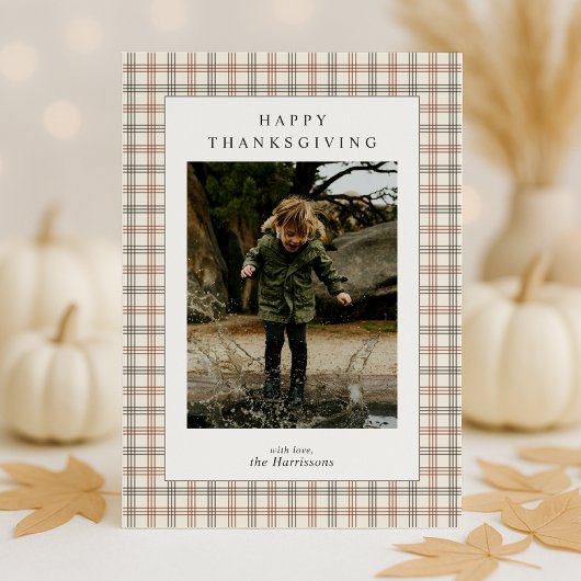 Bordure Plaid moderne Thanksgiving Carte photo