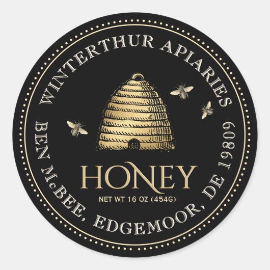 Bordure pointillée du Étiquette de pot de miel noi (Devant)