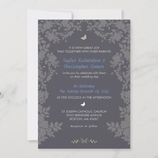 Bordure romantique de fleurs | Invitations de mari (Devant)