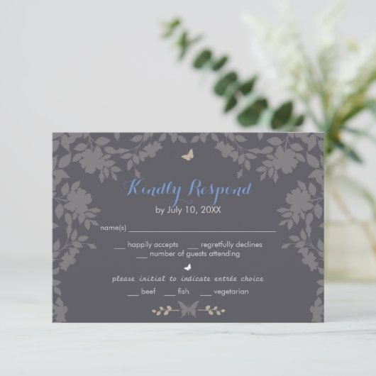 Bordure romantique de fleurs | Mariage RSVP (Debout devant)