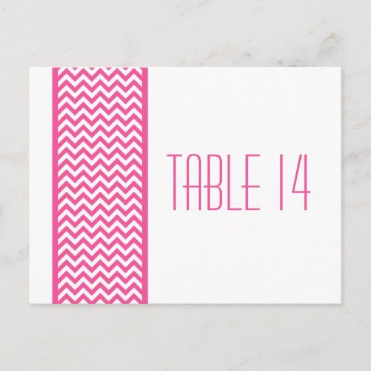 Bordure rose Chevron Numéro de table Carte postale (Devant)
