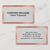 Bordure rose Gold Foil | Carte de visite en cuir (Devant / Derrière)