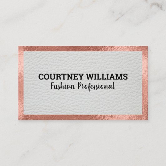Bordure rose Gold Foil | Carte de visite en cuir (Devant)
