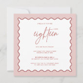 Bordure rose ondulée dix-huit Invitation d'anniver (Devant)