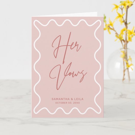 Bordure rose ondulée Sa carte Vows (Fleur jaune)