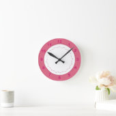 Bordure rose sur blanc, horloge murale pois (Maison)