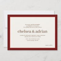 Bordure rouge Vin Faire-part de mariage simple