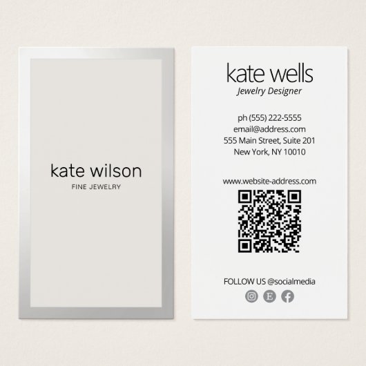 Bordure simple beige taupe Argent (Devant & derrière)