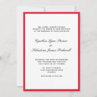 Bordure simple rouge noir faire-part de mariage
