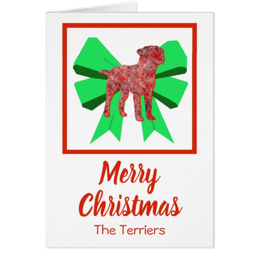 Bordure Terrier mignon chien de Noël et mât vert (Devant)
