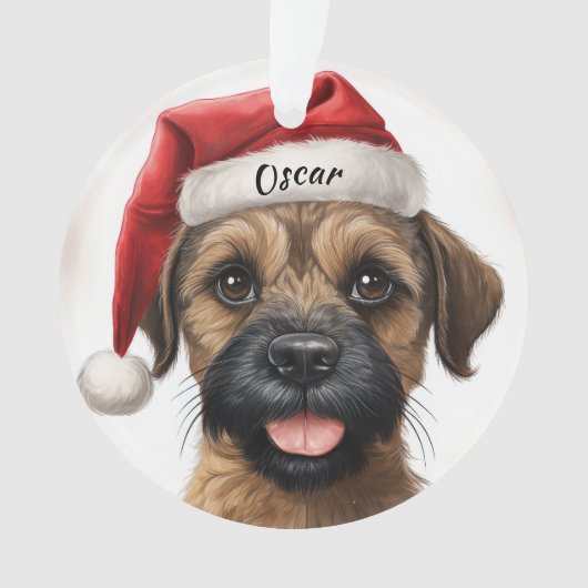 Bordure Terrier Ornement de Noël personnalisé (devant)
