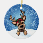 Bordure Terrier Reindeer Ornement en céramique de (Devant)