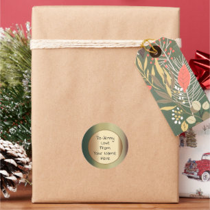 Bordure verte de mousse avec Étiquette cadeau du c