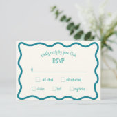 Bordure Whimsical Wavy manuscrite carte RSVP bleue (Debout devant)