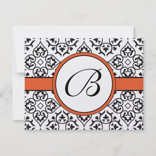 Bordures latérales Damas Orange Trim Wedding RSVP (Devant)