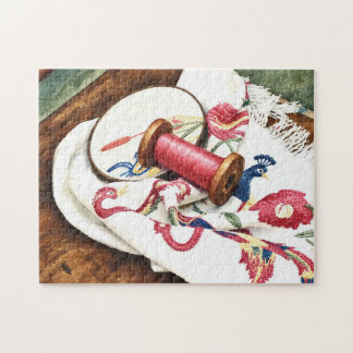 Borduurraam met de hand geborduurd naaldwerk legpuzzel