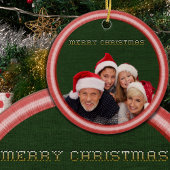 Borduursteken en stof Foto Kerstmis Keramisch Ornament