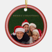 Borduursteken en stof Foto Kerstmis Keramisch Ornament (Voorkant)