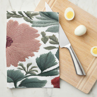 Borduurwerk. Bloemen. Close-up van bloemen Theedoek