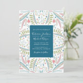 Borduurwerk Bloemen Huwelijksuitnodigingen Kaart (Staand voorkant)