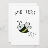 Borduurwerk Print Schattige Bijen Baby shower Kaart (Voorkant / Achterkant)
