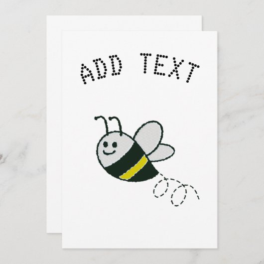 Borduurwerk Print Schattige Bijen Baby shower Kaart (Voorkant / Achterkant)