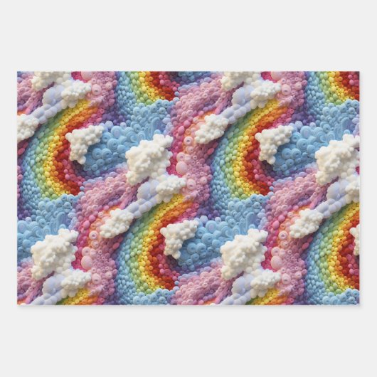 Borduurwerk Regenboog, Sky, en Cloud Design Inpakpapier Vel (Voorkant 2)
