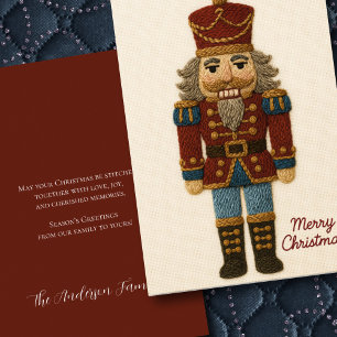 Borduurwerk Stitchwork van Notenkraker Kerstmis Feestdagen Kaart