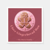 Borduurwerkeffect Kerst Gingerman aangepaste naam Servet (Voorkant)