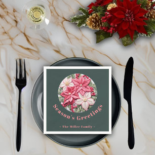 Borduurwerkeffect Kerstmis Poinsettia aangepaste n Servet