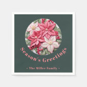 Borduurwerkeffect Kerstmis Poinsettia aangepaste n Servet (Voorkant)