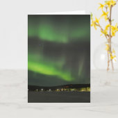 Borealis de l'aurore dans la carte de voeux de (Fleur jaune)