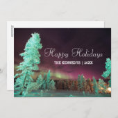 Borealis van de dageraad - de Groene Bomen van het Feestdagenkaart (Voorkant / Achterkant)