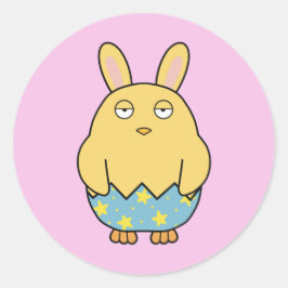 Bored Bunny Chick 04 Ronde Sticker