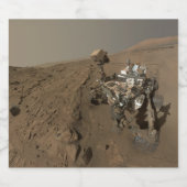 Boren Mars Curiosity Rood Mars Landschap Sparkling Wijnetiket (Enkel label)