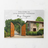 Borgo Corsignano | Geïllustreerde bruiloft Drieluik Uitnodiging (Cover)