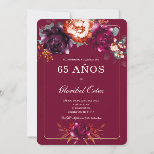 Borgoña 65e ideeën de fiesta de cumpleaños para kaart