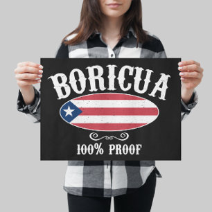 Boricua 100% Porto Rico Poster vintage