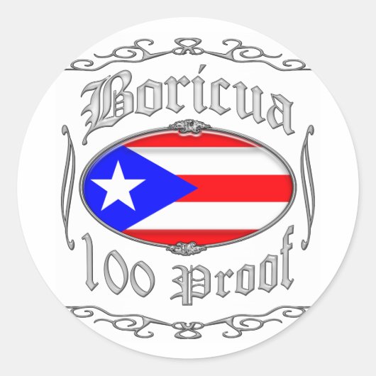 Boricua 100 Proof2 Ronde Sticker (Voorkant)