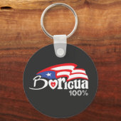 Boricua 100% Puerto Rico Sleutelhanger (Voorkant)