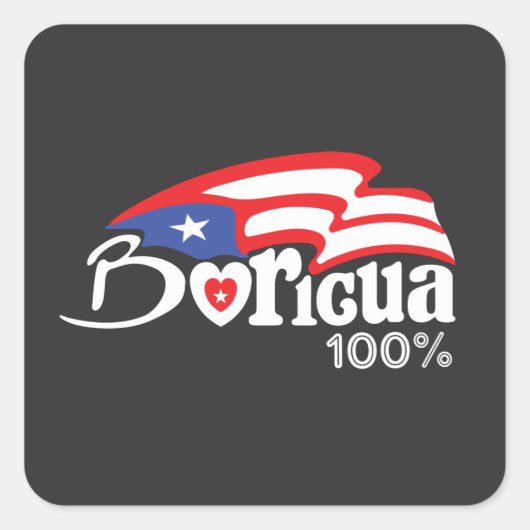 Boricua 100% Puerto Rico Sticker (Voorkant)
