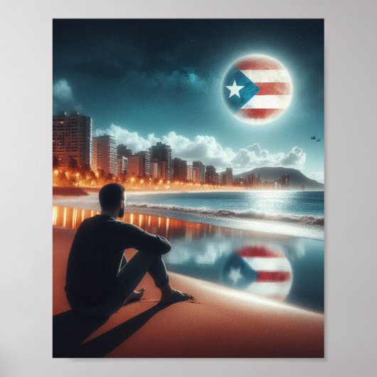 Boricua Aunque Zee en la Luna Poster (Voorkant)