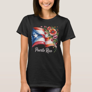 Boricua Pride Floral Puerto Ricaanse Vlag Waterver T-shirt