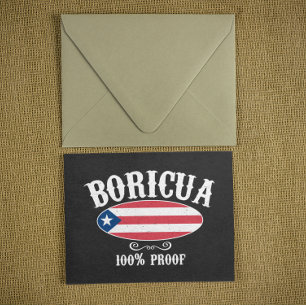  Boricua Puerto Rico 100% Logo Briefkaart